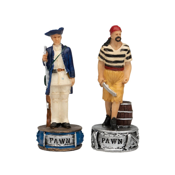 Pirates Set Hand Painted Resin Chess Pieces + Leatherette Chess Board
