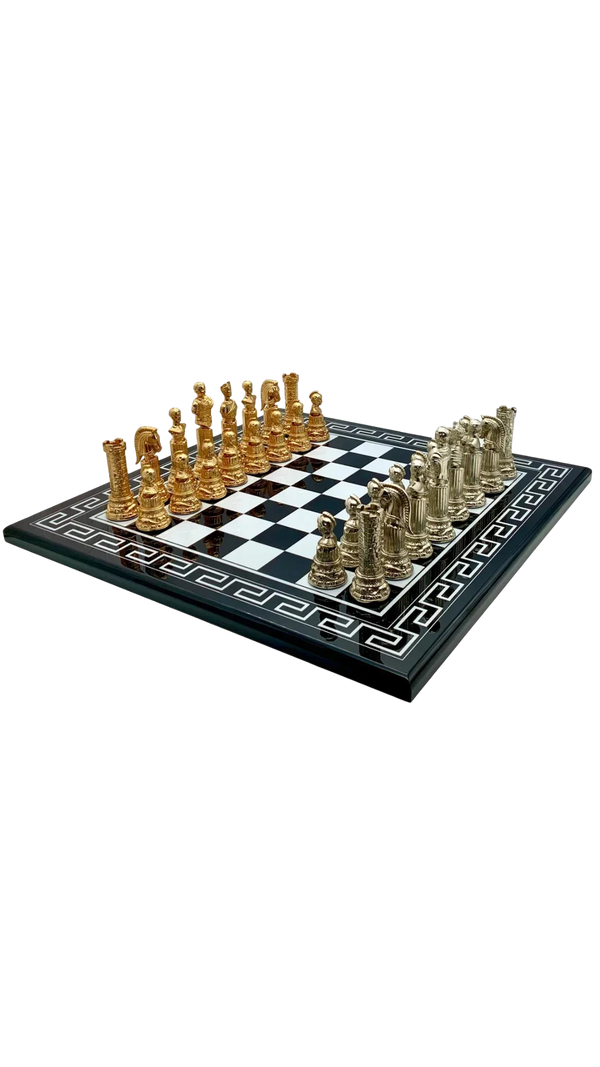 Roman Emperor Chess Set + Black Lacquered Wooden ChessBoard