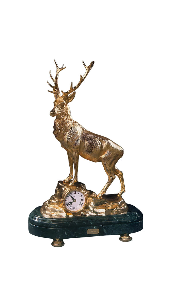 Golden Deer Mantel Clock