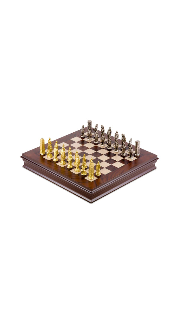 Romans VS Barbarians Set + Briar Walnut Wood Chessboard