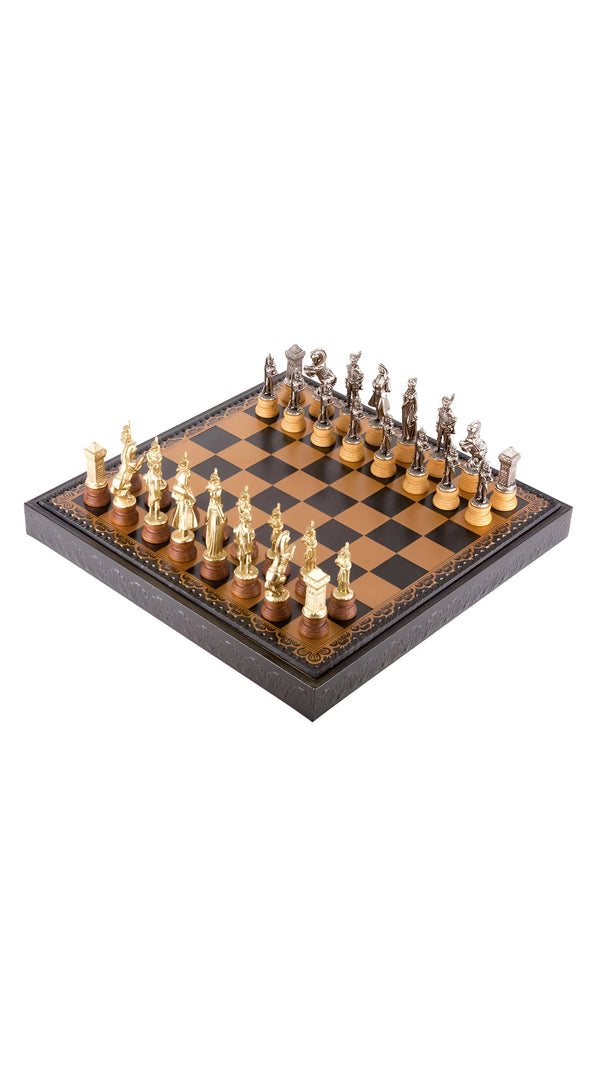 Napoleon Big Set + Leatherette Chessboard Gold Black
