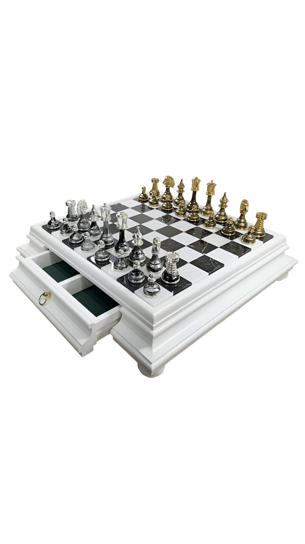 Persian Set Fantasy Version +  Wooden Chessboard Marble Top Drawer White Version