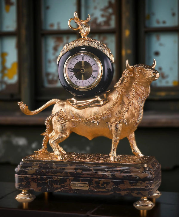 Bull Mantel Clock