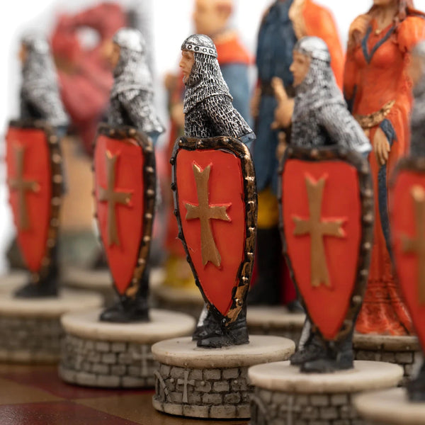 Robin Hood Chess Set with Leatherette Chessboard Box + Checker Set