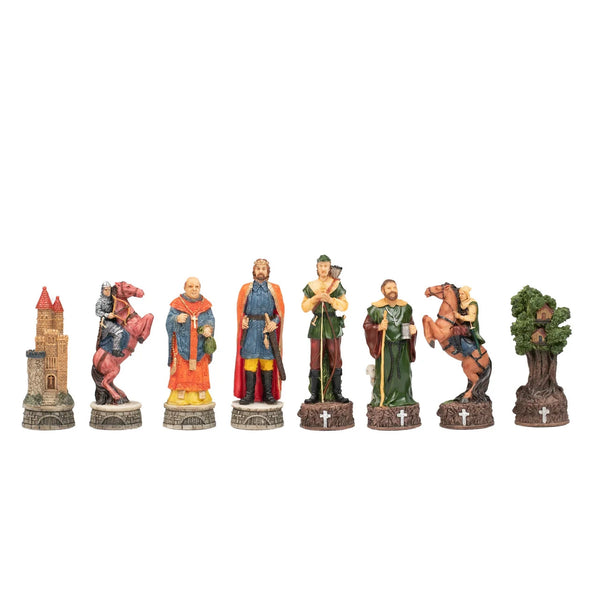 Robin Hood Chess Set with Leatherette Chessboard Box + Checker Set