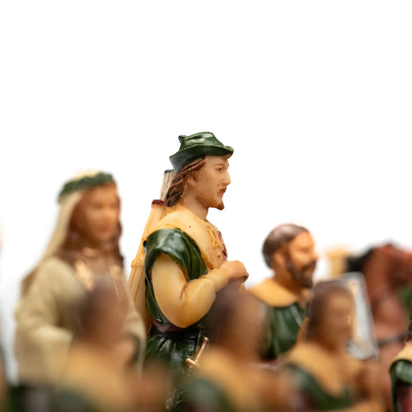 Robin Hood Chess Set with Leatherette Chessboard Box + Checker Set