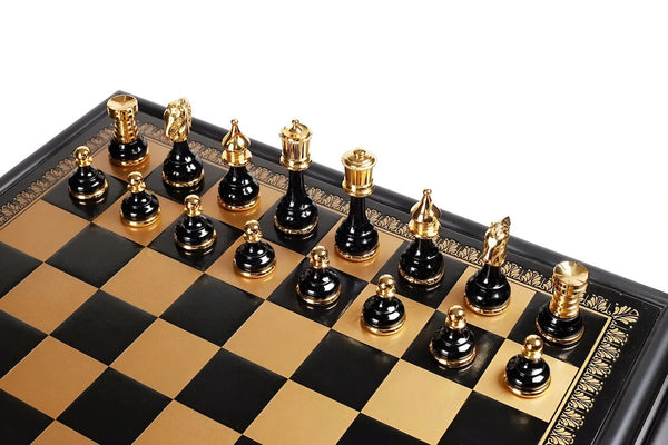 Large Persian Set Black White Version + Briar precious wood chess table