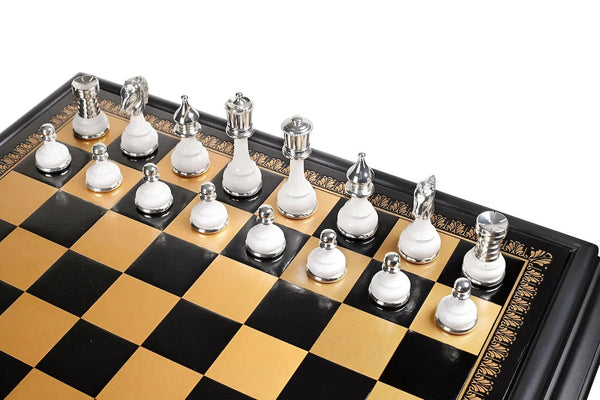 Large Persian Set Black White Version + Briar precious wood chess table