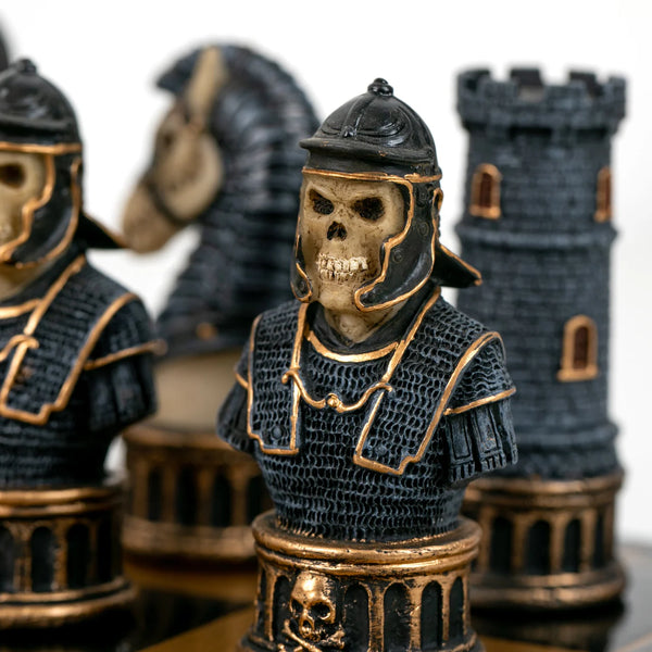 Skeleton Busts Set + Leatherette Chess Board