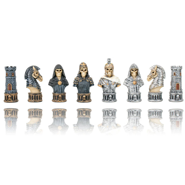 Skeleton Busts Set + Leatherette Chess Board