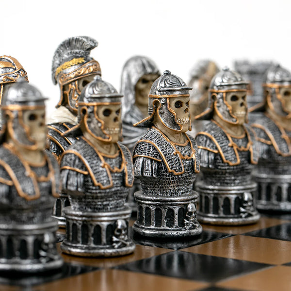 Skeleton Busts Set + Leatherette Chess Board