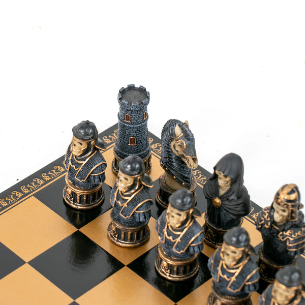 Skeleton Busts Set + Leatherette Chess Board