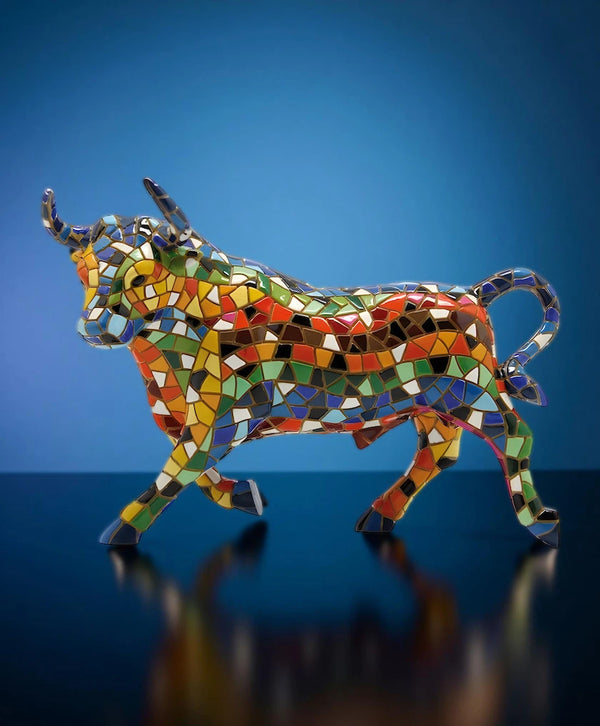 Mosaic Multicolor Bull Figurine