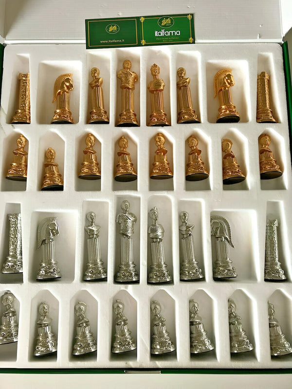 Roman Emperor Chess Set + Black Lacquered Wooden ChessBoard