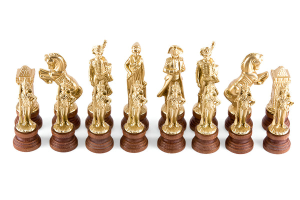 Napoleon Big Set + Leatherette Chessboard Gold Black