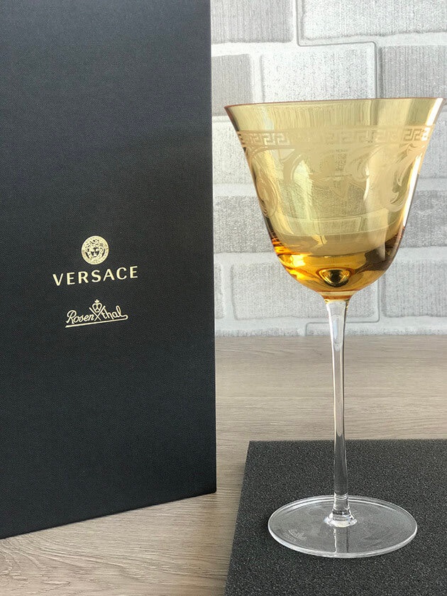 Versace meets Rosenthal Arabesque Crystal Red Wine glass Amber transparent