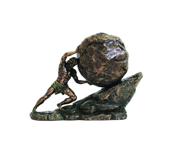 Sisyphus pushing the eternal boulder