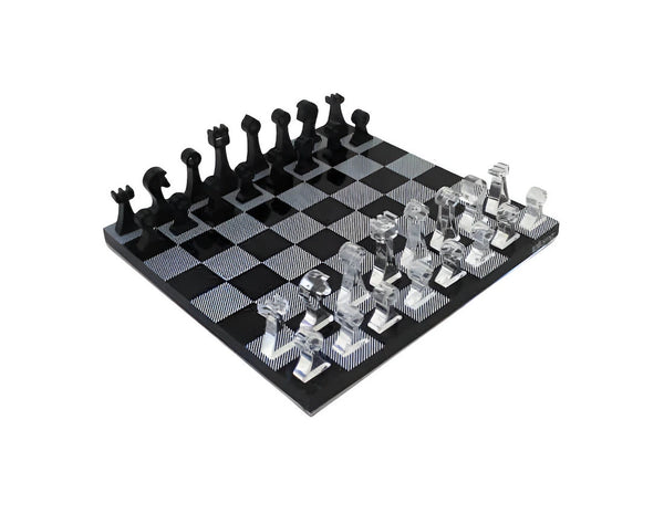 Plexiglass Chess Set Black Translucent Travel