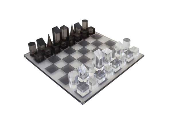 Plexiglass Chess Set Grey Translucent