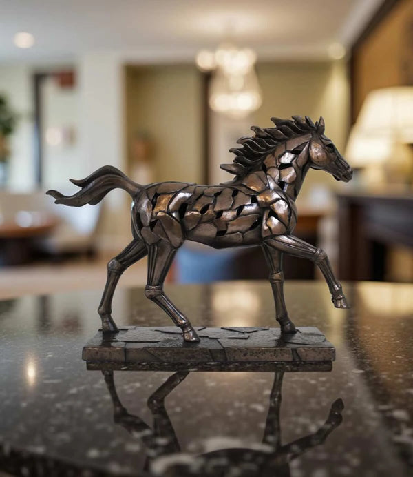 Illuminated galloping horse with light button
