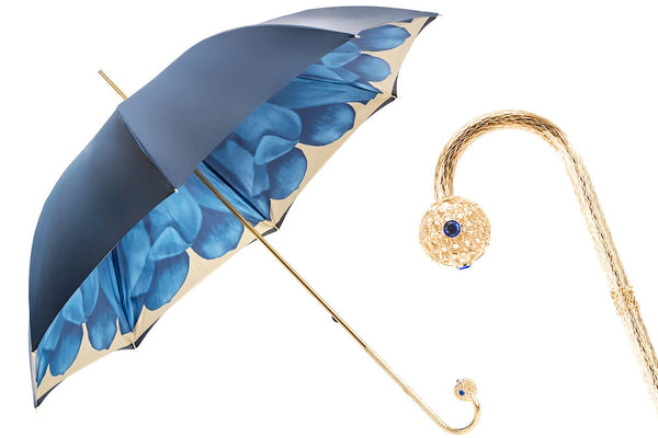 Luxury Blue Dahlia Umbrella Double Cloth