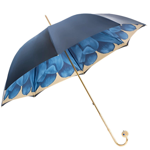 Luxury Blue Dahlia Umbrella Double Cloth