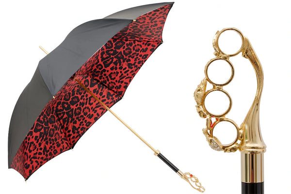 Knuckleduster Umbrella with Red Animal Print