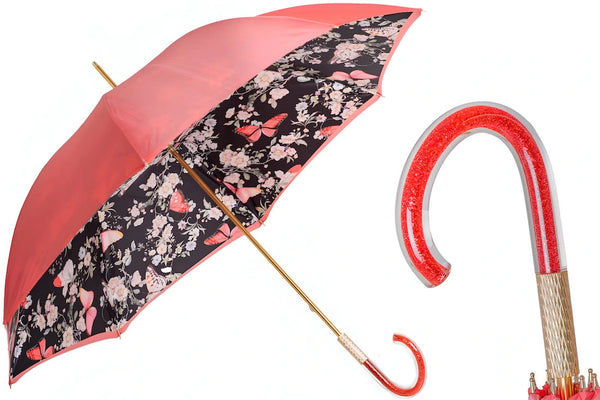Coral Tint Umbrella with Butterfly Interior