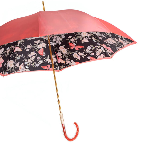 Coral Tint Umbrella with Butterfly Interior