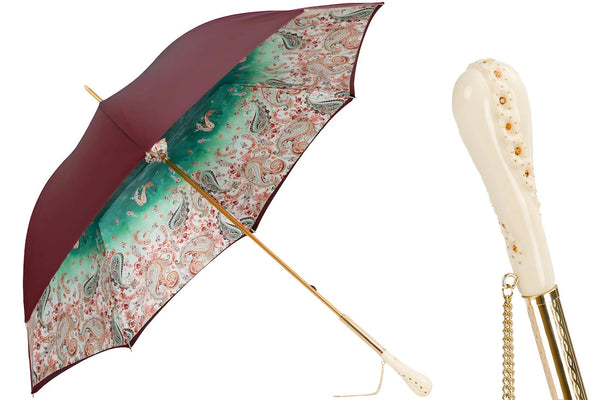 Burgundy Paisley Umbrella Double Cloth