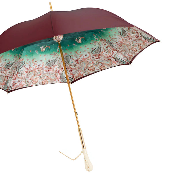 Burgundy Paisley Umbrella Double Cloth