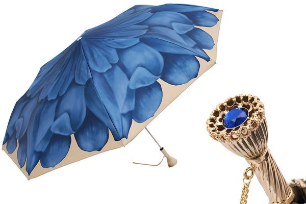 Blue Dahlia Folding Umbrella