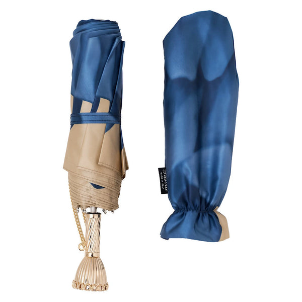 Blue Dahlia Folding Umbrella