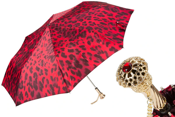 Black and Red Animalier Folding Umbrella