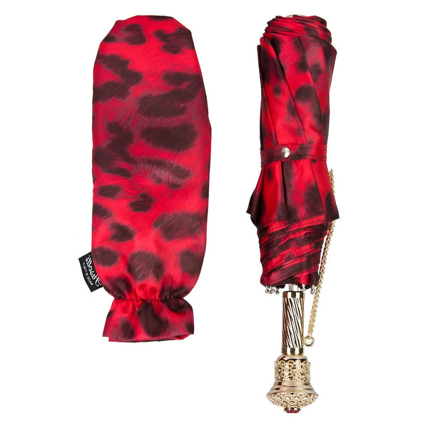 Black and Red Animalier Folding Umbrella