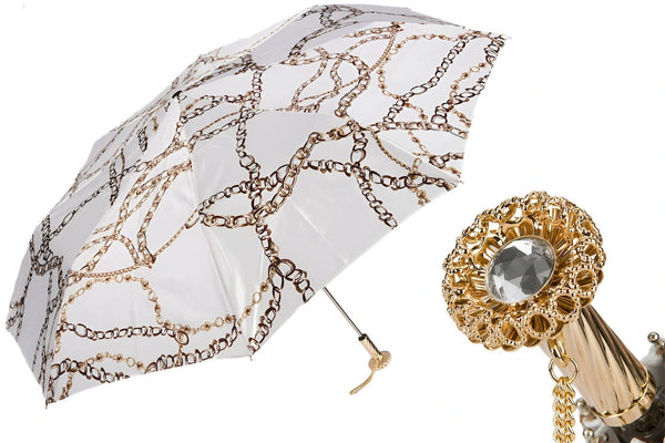 Chains Print White Folding Umbrella