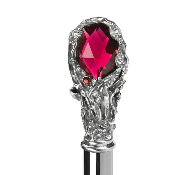 Leopard Folding Umbrella with Red Gem and Crystals