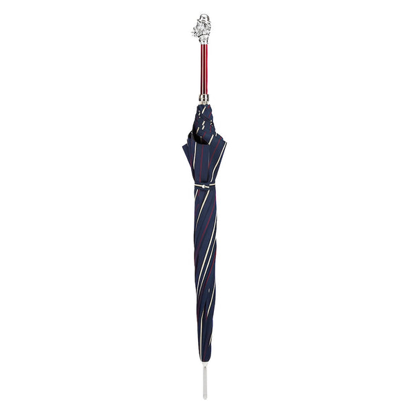 Striped Umbrella with Silver Monkey Handle