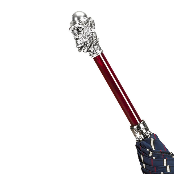 Striped Umbrella with Silver Monkey Handle