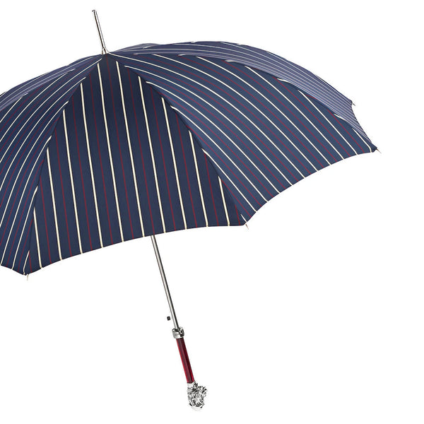 Striped Umbrella with Silver Monkey Handle