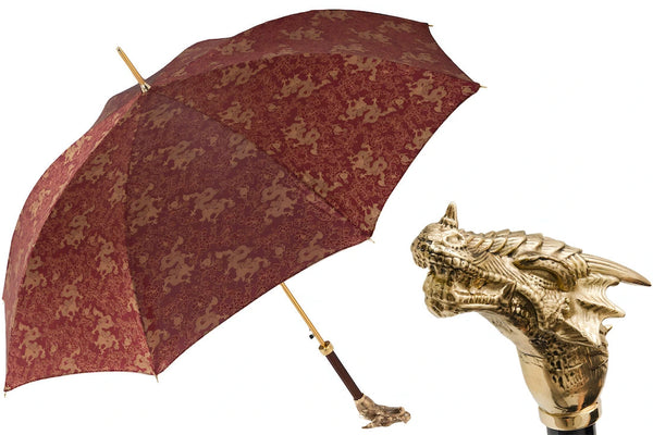 Golden Dragons Burgundy Umbrella
