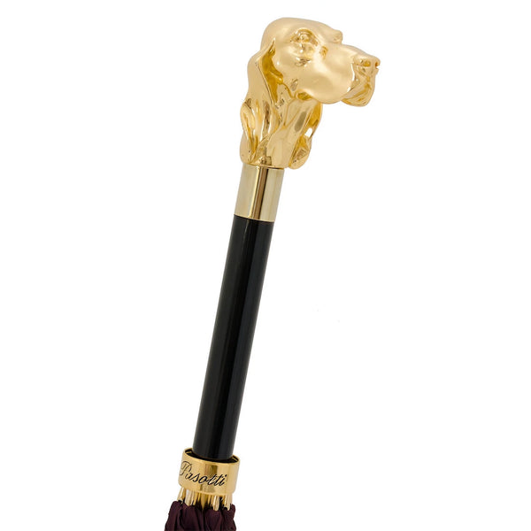 Burgundy Umbrella with Golden Dog