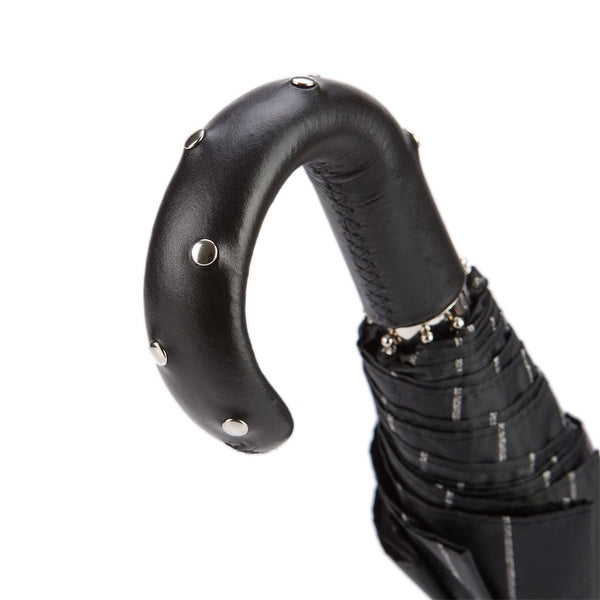 Folding Umbrella with Studs Leather Handle