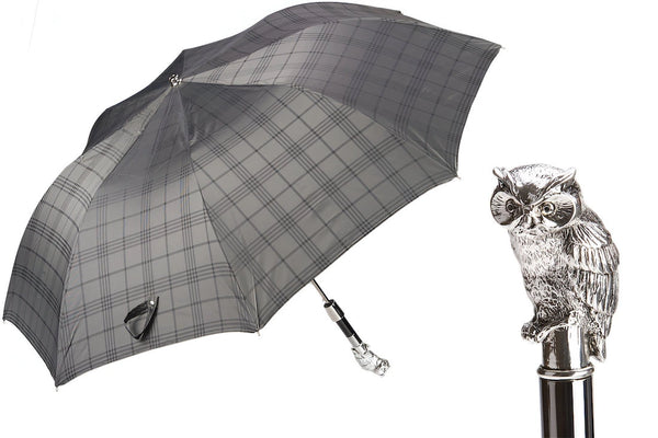 Silver Owl Folding Umbrella