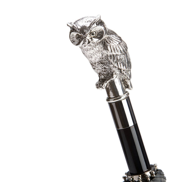 Silver Owl Folding Umbrella
