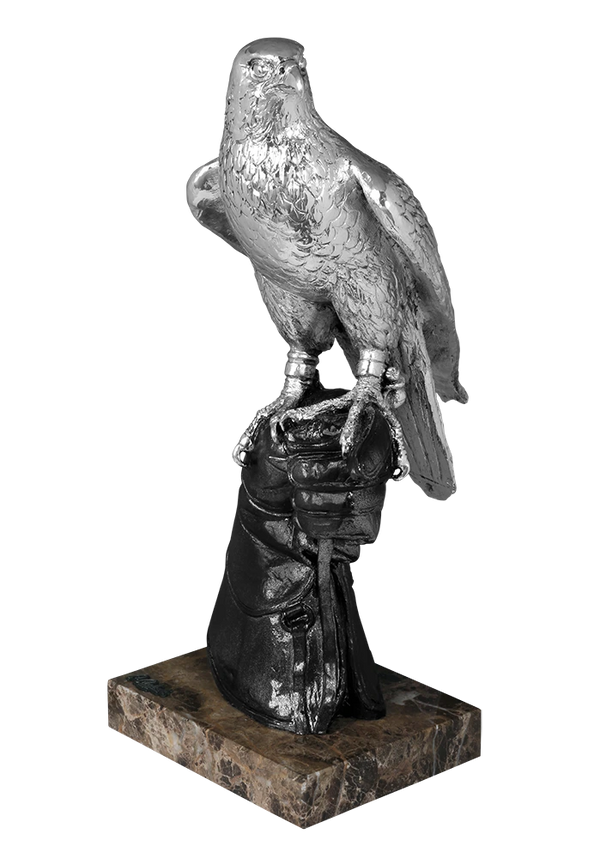 Falcon in silver hand
