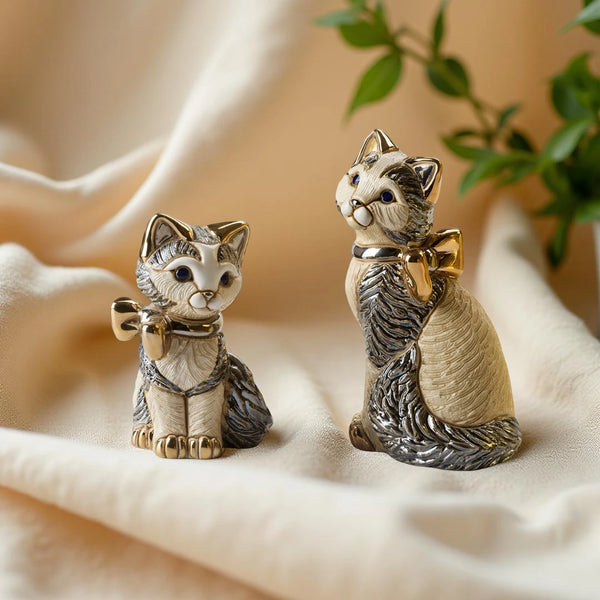 Cat With Ribbon & Kitten Set