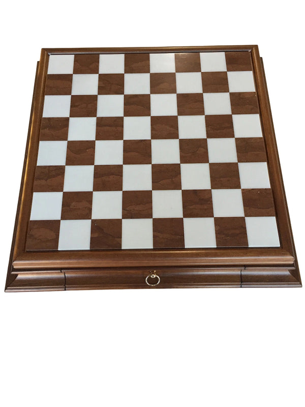 Fruit Wood Marble Chessboard with Drawer