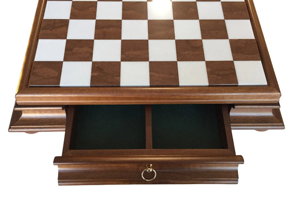 Fruit Wood Marble Chessboard with Drawer