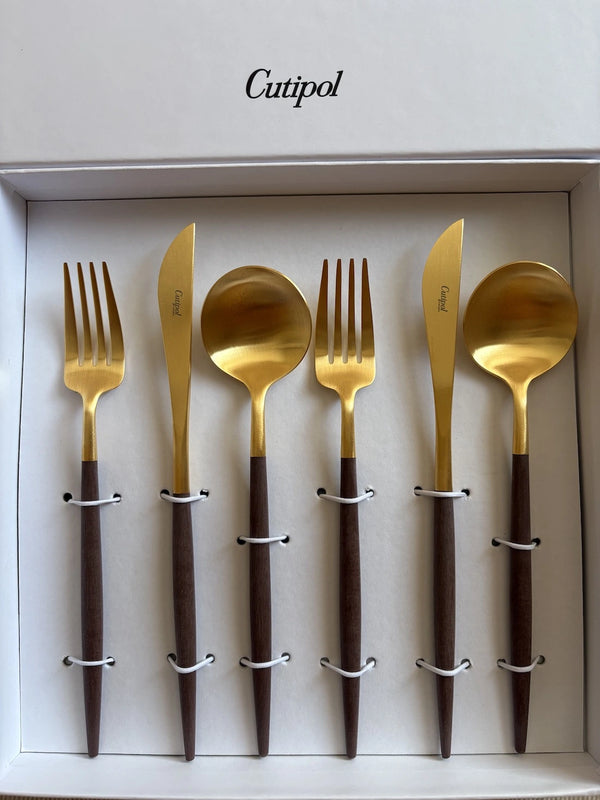 Goa Brown 6 pcs. Matte Brushed Gold Plated